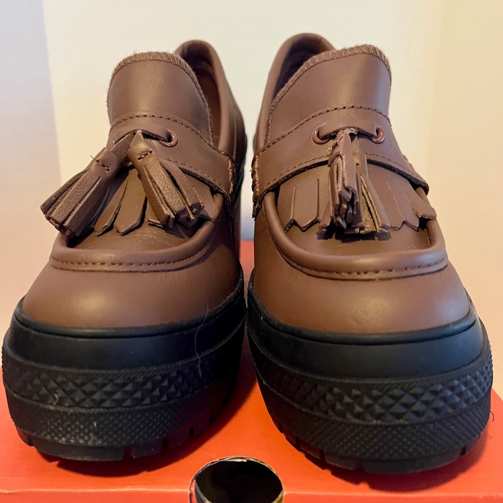 Converse Chuck 70 De Luxe Heel Loafer‎ Platform Leather Wmn 7 Dark Roast A14715C - Picture 6 of 9